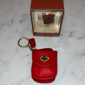 New in Box Vintage Red Coach Mini Station Key Fob Keychain